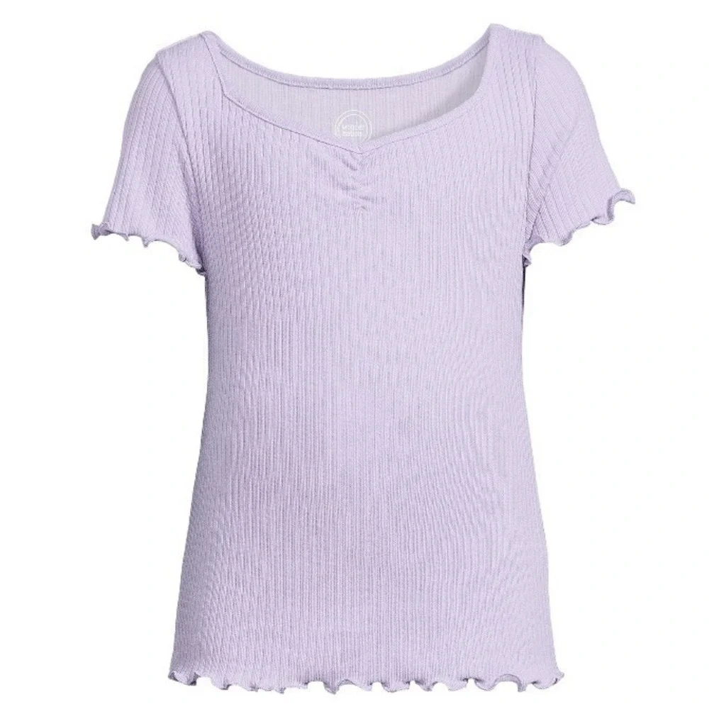 Wonder Nation Girls Rib Top XS 4-5 New with Tags Lilac Bud Lettuce Edge Soft